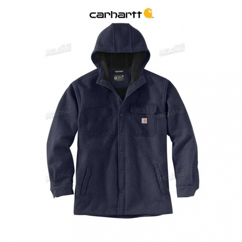 Bleu Marine Carhartt Rain Defender Relaxed Fit Heavyweight Encapuchonné Shirt Jac Bleu - Danmark ZYK-0979316