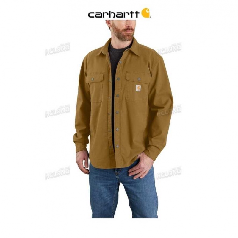 Marron Carhartt Rugged Flex Relaxed Fit Tela Fleece-Doublée Shirt Jac - Danmark XJU-2052101