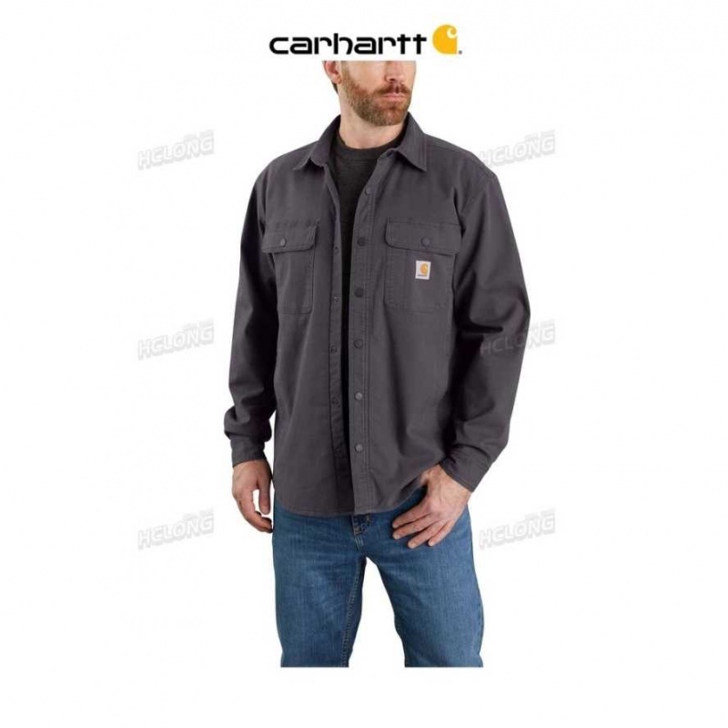 Shadow Carhartt Rugged Flex Relaxed Fit Tela Fleece-Doublée Shirt Jac - Danmark GKS-7492919