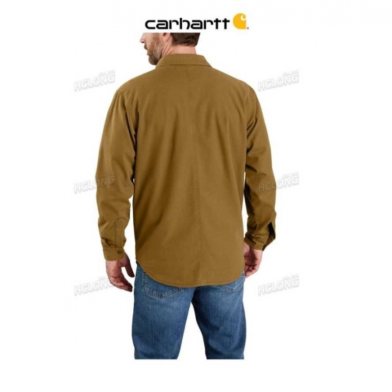 Marron Carhartt Rugged Flex Relaxed Fit Tela Fleece-Doublée Shirt Jac - Danmark XJU-2052101