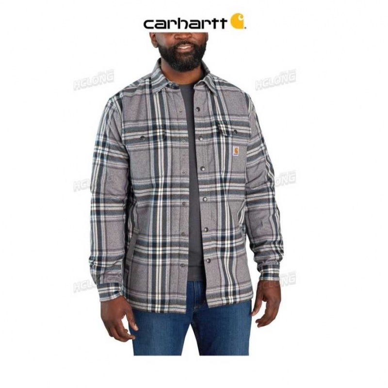 Asphalt Carhartt Relaxed Fit Flannel Sherpa-Doublée Shirt Jac - Danmark UBK-8655544