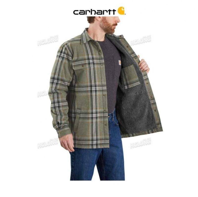 Basil Carhartt Relaxed Fit Flannel Sherpa-Doublée Shirt Jac - Danmark CIU-4440147