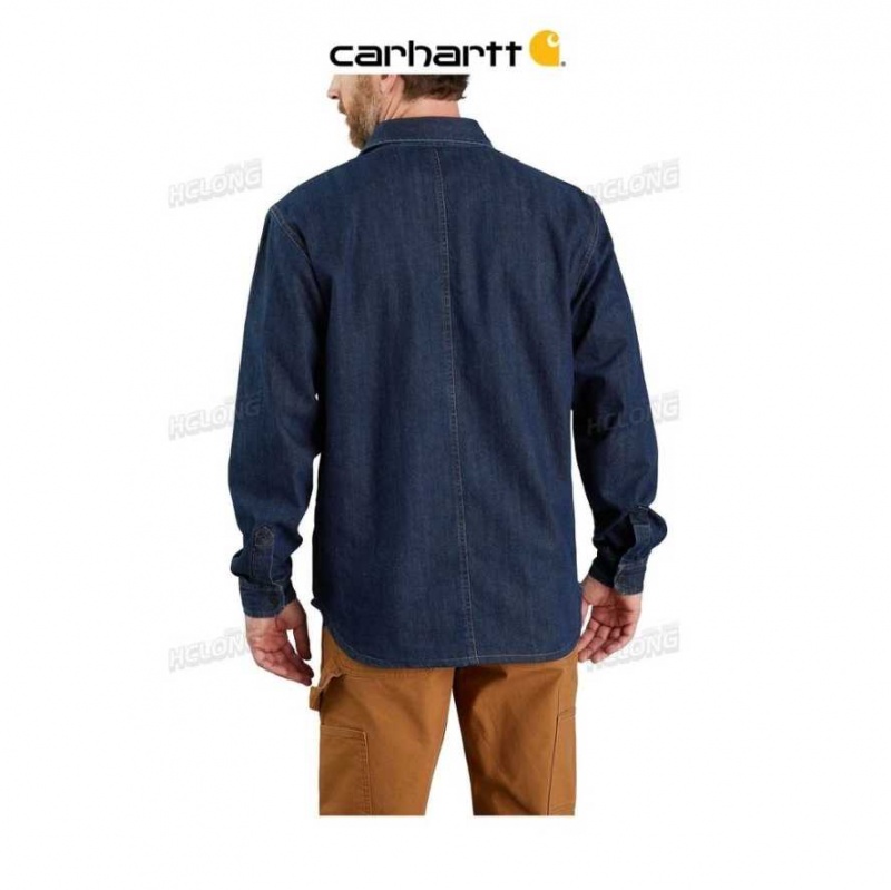 Glacier Carhartt Relaxed Fit Denim Fleece Doublée Snap-Front Shirt Jac - Danmark NZY-5973259