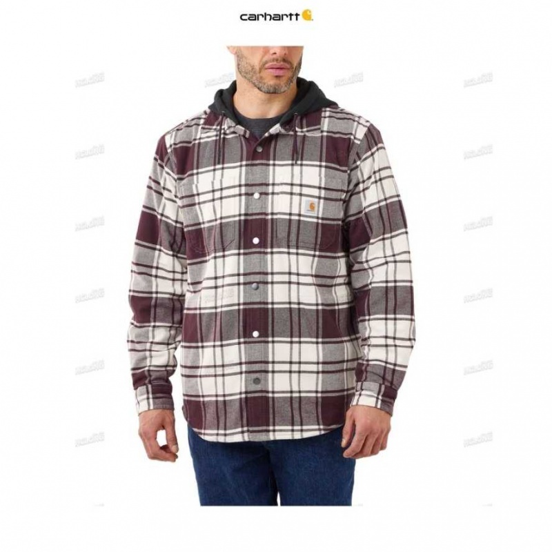 Malt Carhartt Rugged Flex Relaxed Fit Flannel Fleece Doublée Encapuchonné Shirt Jac - Danmark ZNZ-8768756