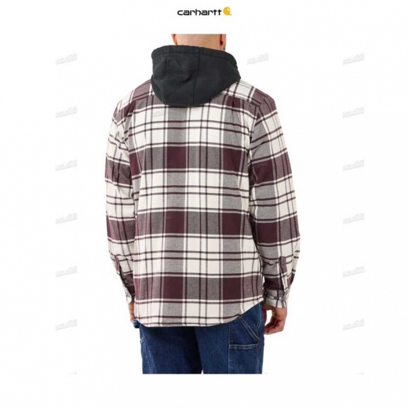 Malt Carhartt Rugged Flex Relaxed Fit Flannel Fleece Doublée Encapuchonné Shirt Jac - Danmark ZNZ-8768756