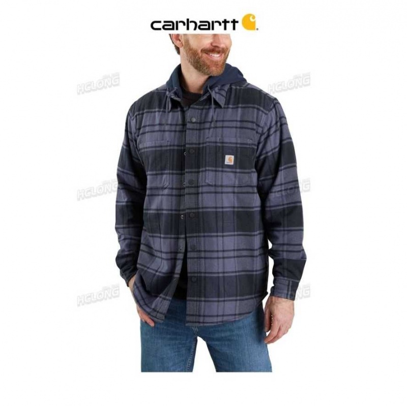 Bluestone Carhartt Rugged Flex Relaxed Fit Flannel Fleece Doublée Encapuchonné Shirt Jac - Danmark VAO-3349643