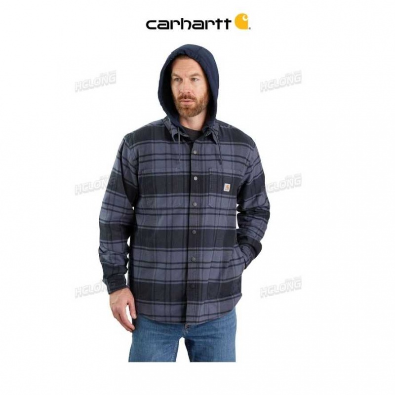 Bluestone Carhartt Rugged Flex Relaxed Fit Flannel Fleece Doublée Encapuchonné Shirt Jac - Danmark VAO-3349643