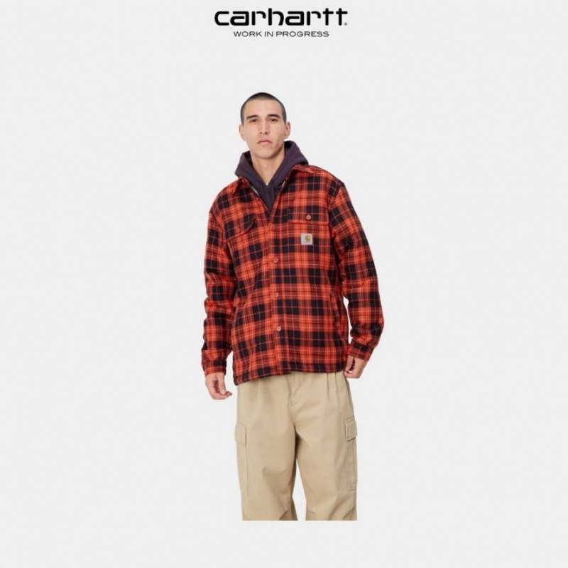 Bleu Marine Foncé Carhartt Wip Arden Check Shirt Jacket Bleu Marine - Danmark GYE-4727888