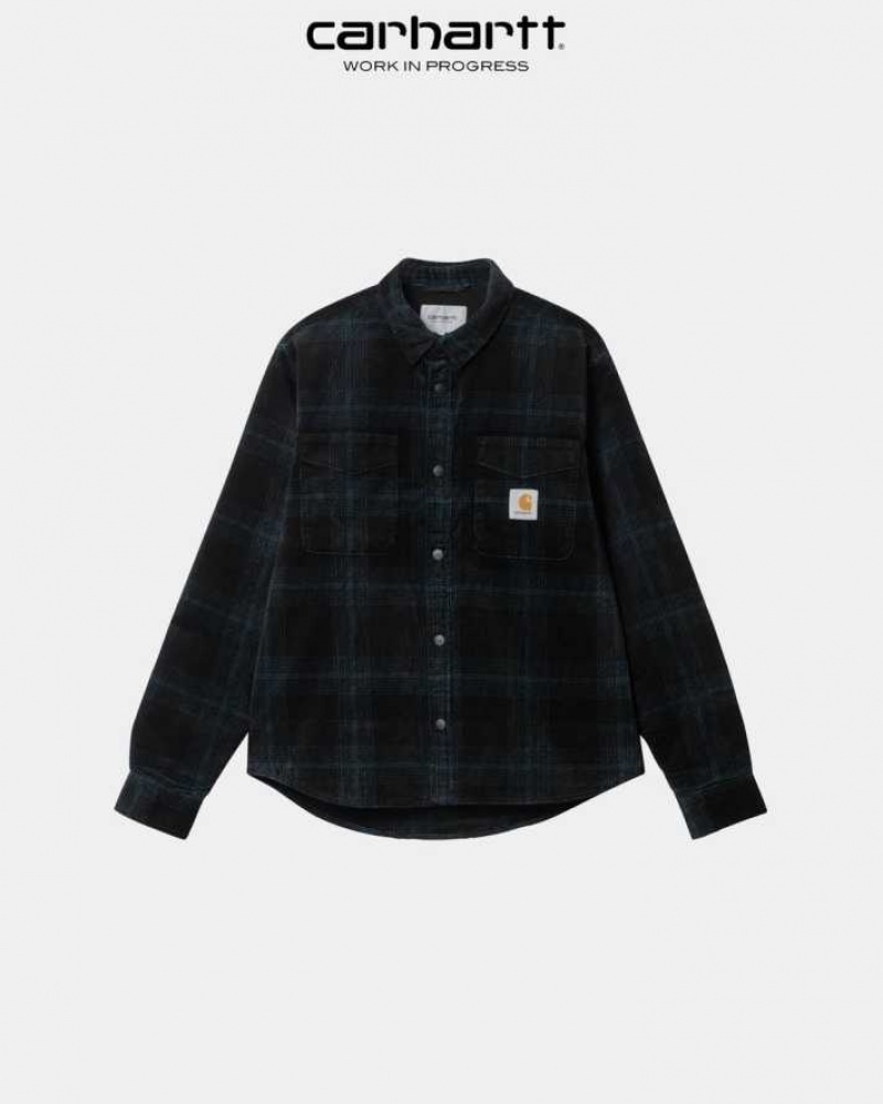 Noir Carhartt Wip Ginnis Check Shirt Jacket - Danmark XIC-1772359