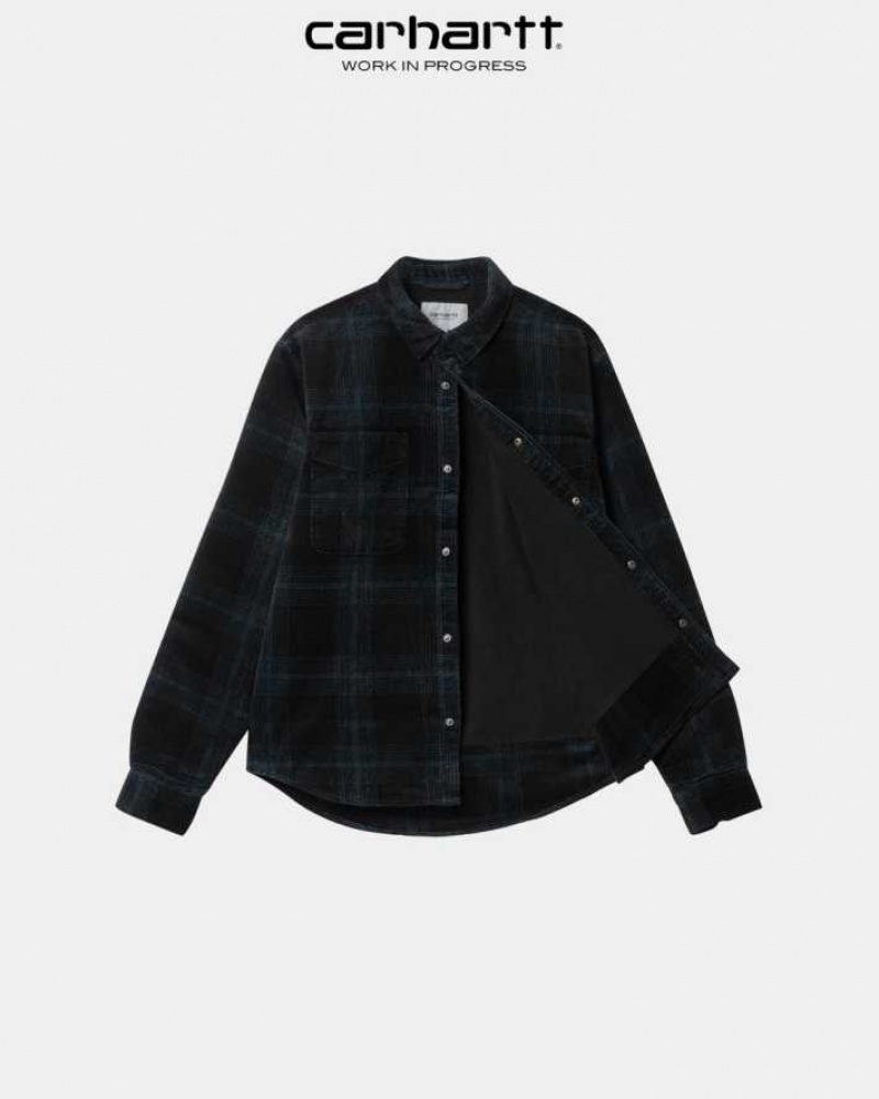 Noir Carhartt Wip Ginnis Check Shirt Jacket - Danmark XIC-1772359