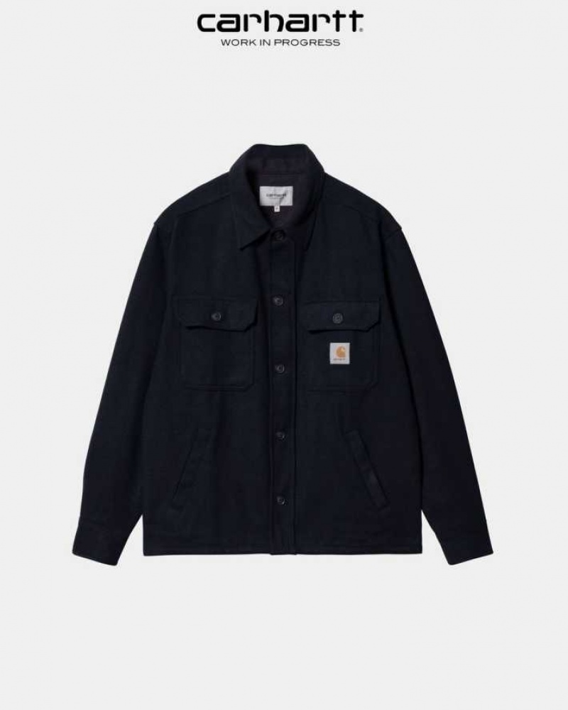 Bleu Marine Foncé Carhartt Wip Wiston Shirt Jacket Bleu Marine - Danmark TSV-5623492