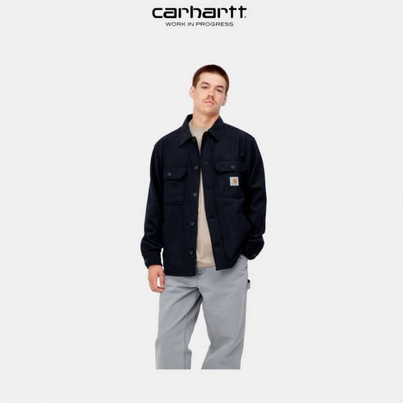 Bleu Marine Foncé Carhartt Wip Wiston Shirt Jacket Bleu Marine - Danmark TSV-5623492