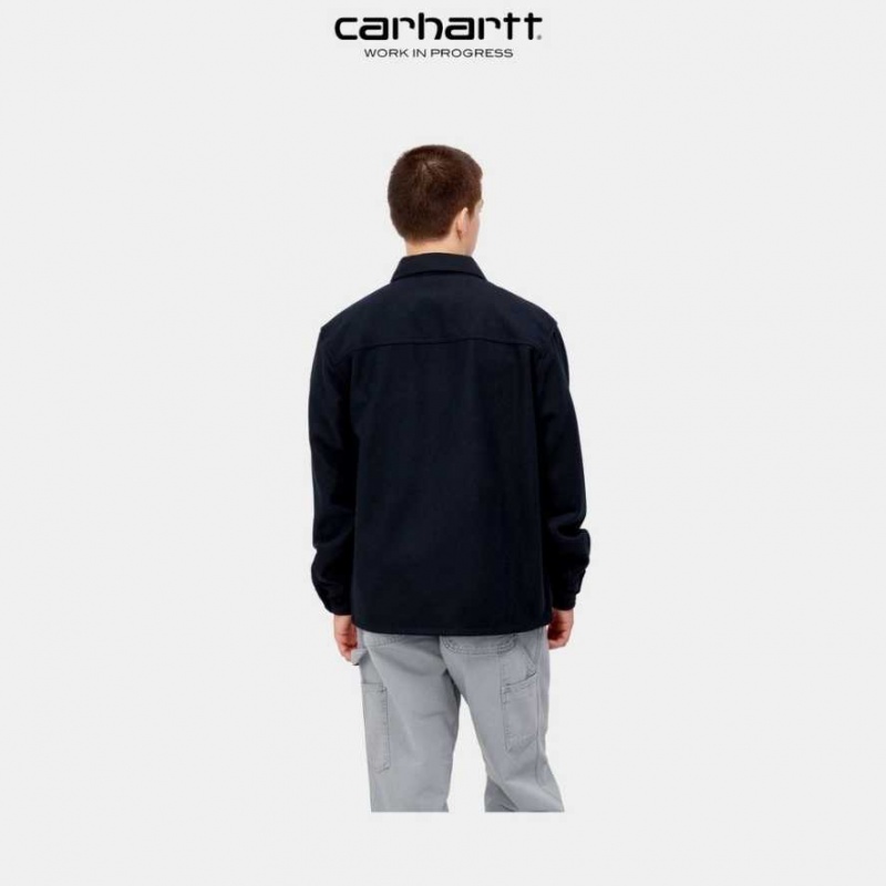 Bleu Marine Foncé Carhartt Wip Wiston Shirt Jacket Bleu Marine - Danmark TSV-5623492