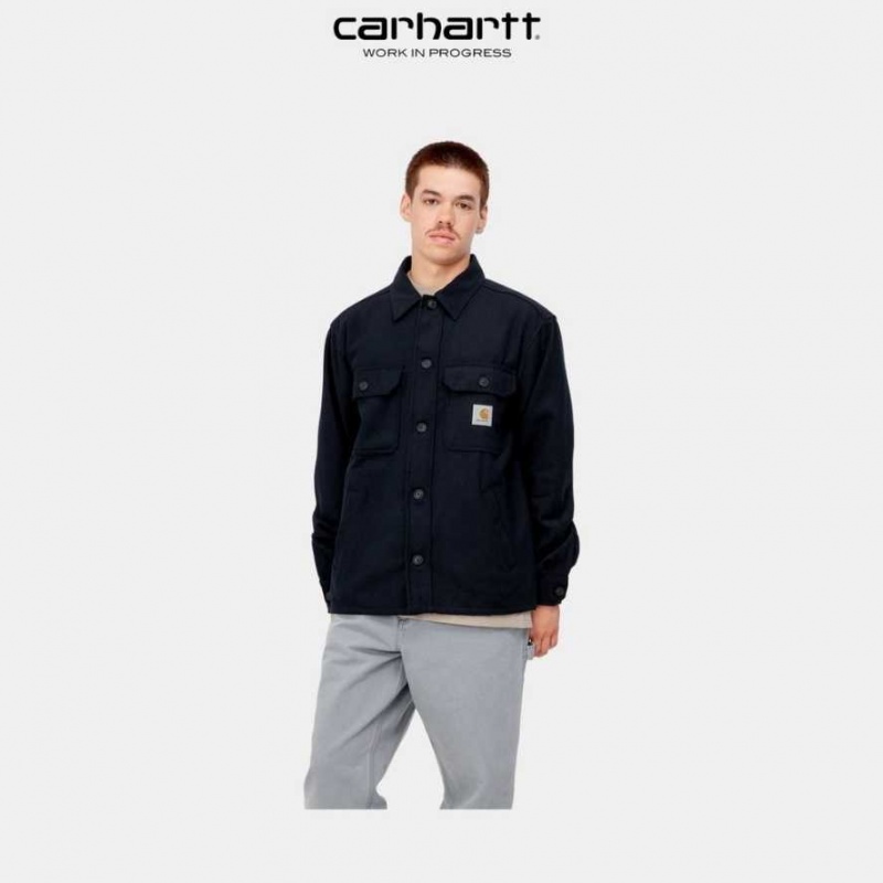 Bleu Marine Foncé Carhartt Wip Wiston Shirt Jacket Bleu Marine - Danmark TSV-5623492