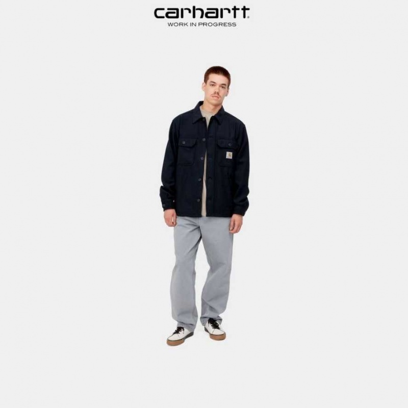 Bleu Marine Foncé Carhartt Wip Wiston Shirt Jacket Bleu Marine - Danmark TSV-5623492