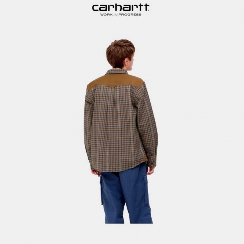 Marron Carhartt Wip Asher Check Shirt - Danmark ZJD-0520618