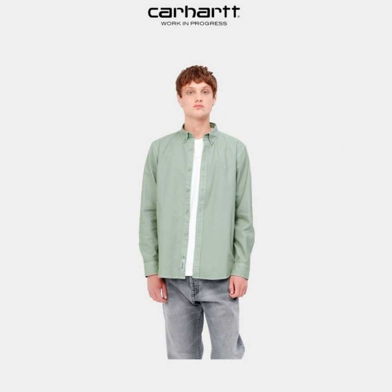 Misty Sage Carhartt Wip Bolton Shirt Misty - Danmark USB-3051810