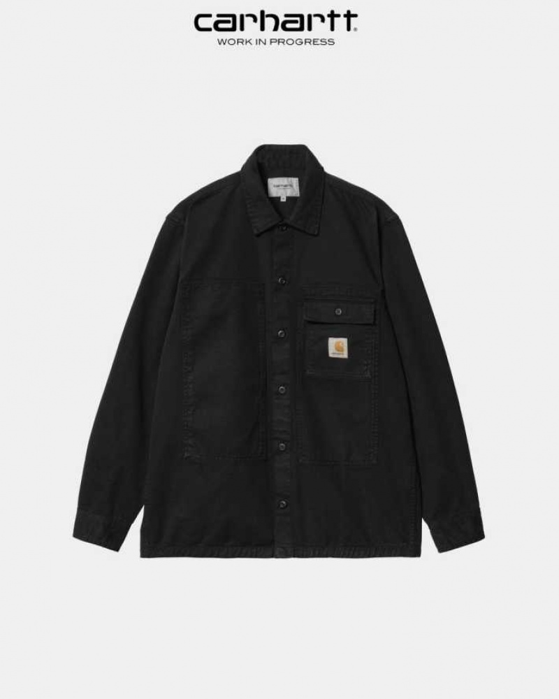 Noir Carhartt Wip Charter Shirt - Danmark WED-9652941