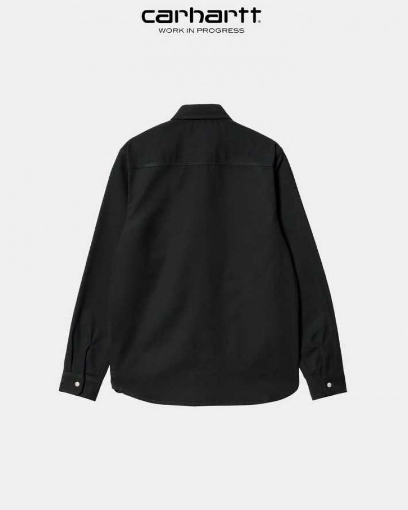 Noir Carhartt Wip Clink Shirt - Tela - Danmark CAW-8998483