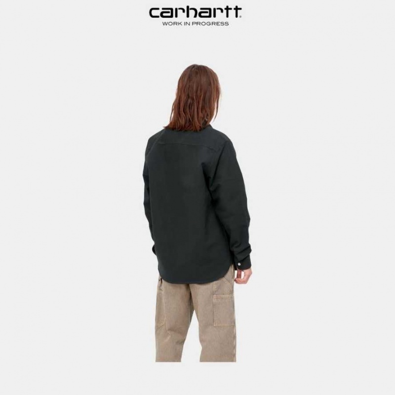 Noir Carhartt Wip Clink Shirt - Tela - Danmark CAW-8998483