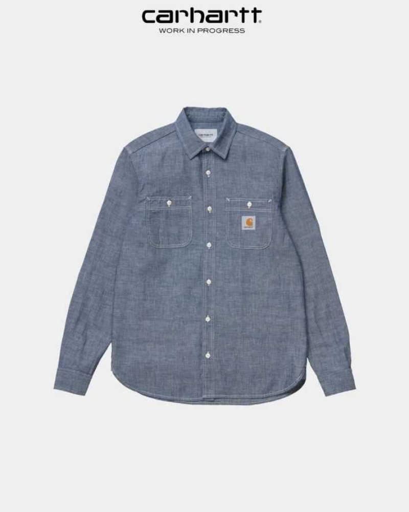 Bleu Carhartt Wip Clink Shirt - Danmark JWC-3906308