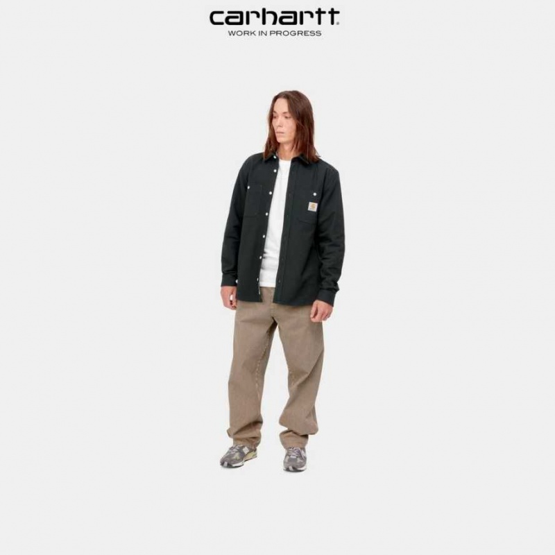 Noir Carhartt Wip Clink Shirt - Tela - Danmark CAW-8998483