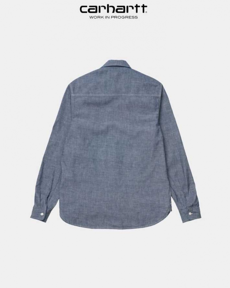 Bleu Carhartt Wip Clink Shirt - Danmark JWC-3906308