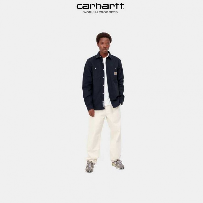 Bleu Marine Foncé Carhartt Wip Clink Shirt - Tela Bleu Marine - Danmark XOF-8894448