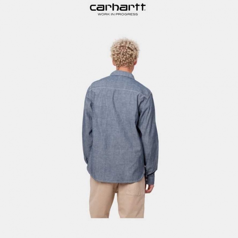 Bleu Carhartt Wip Clink Shirt - Danmark JWC-3906308