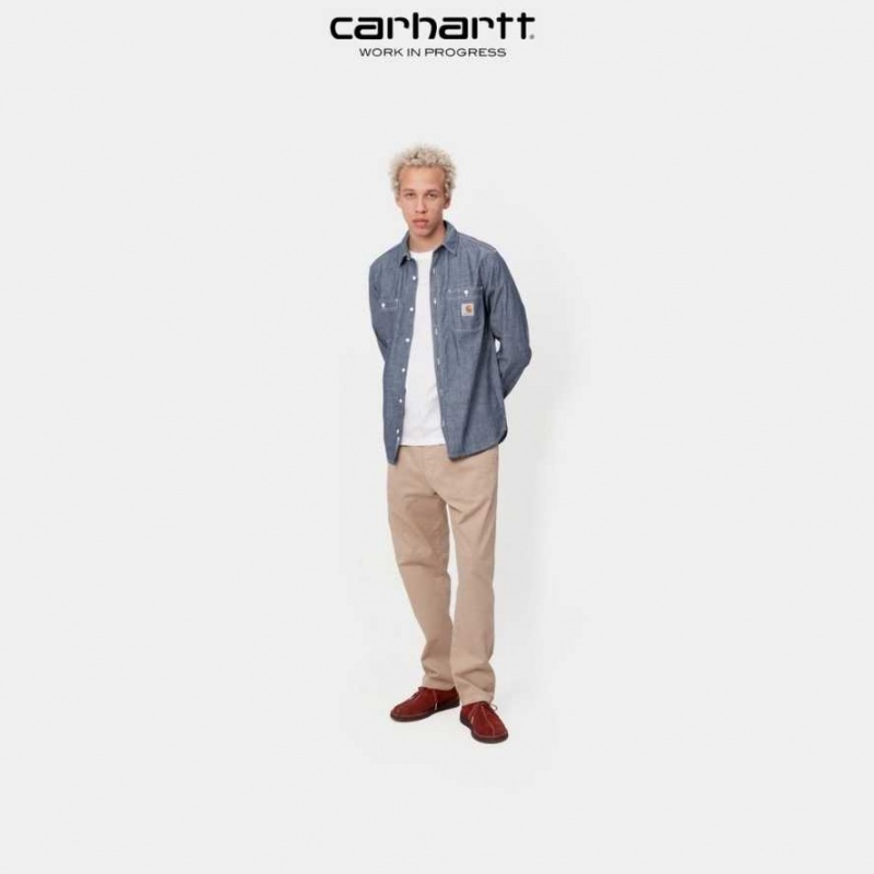 Bleu Carhartt Wip Clink Shirt - Danmark JWC-3906308