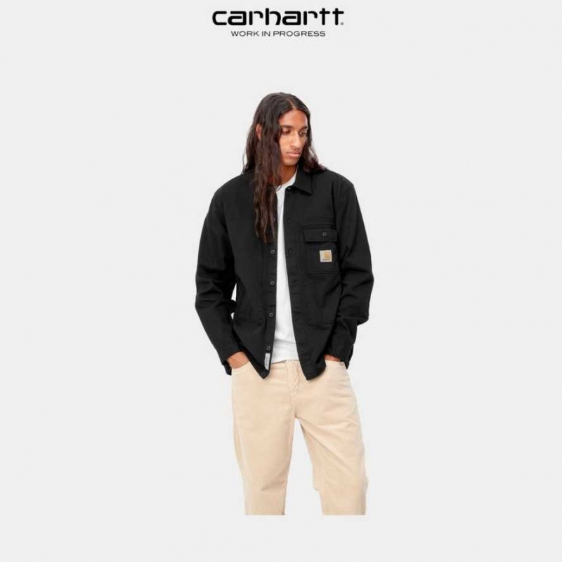 Noir Carhartt Wip Charter Shirt - Danmark WED-9652941