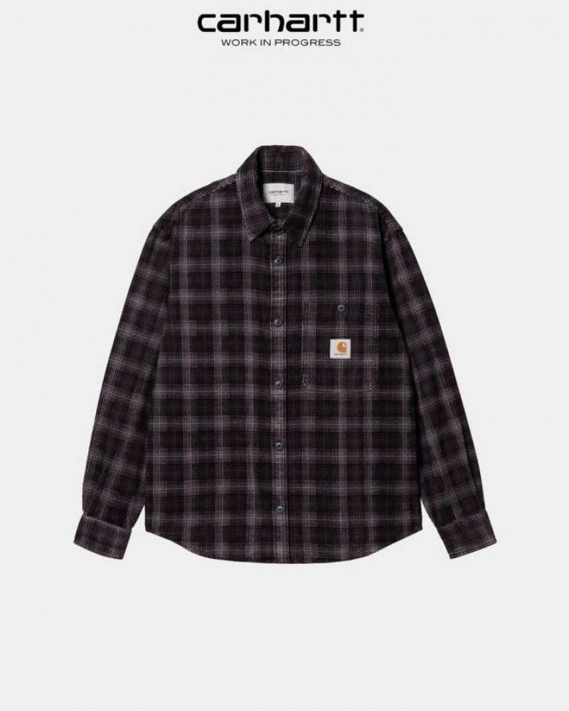 Noir Carhartt Wip Flint Shirt - Danmark HOB-1510493