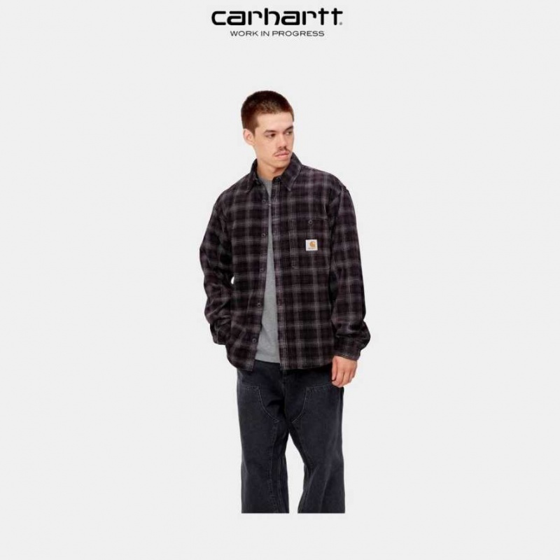 Noir Carhartt Wip Flint Shirt - Danmark HOB-1510493