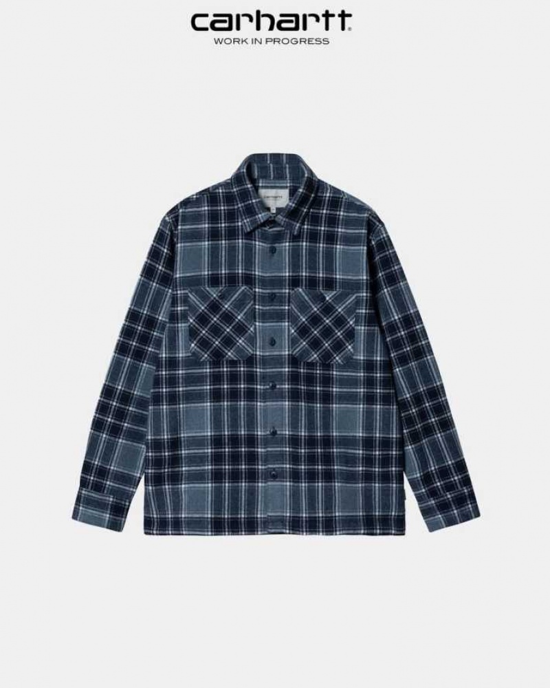 Bleu Carhartt Wip Jared Check Shirt - Danmark BBD-6666343