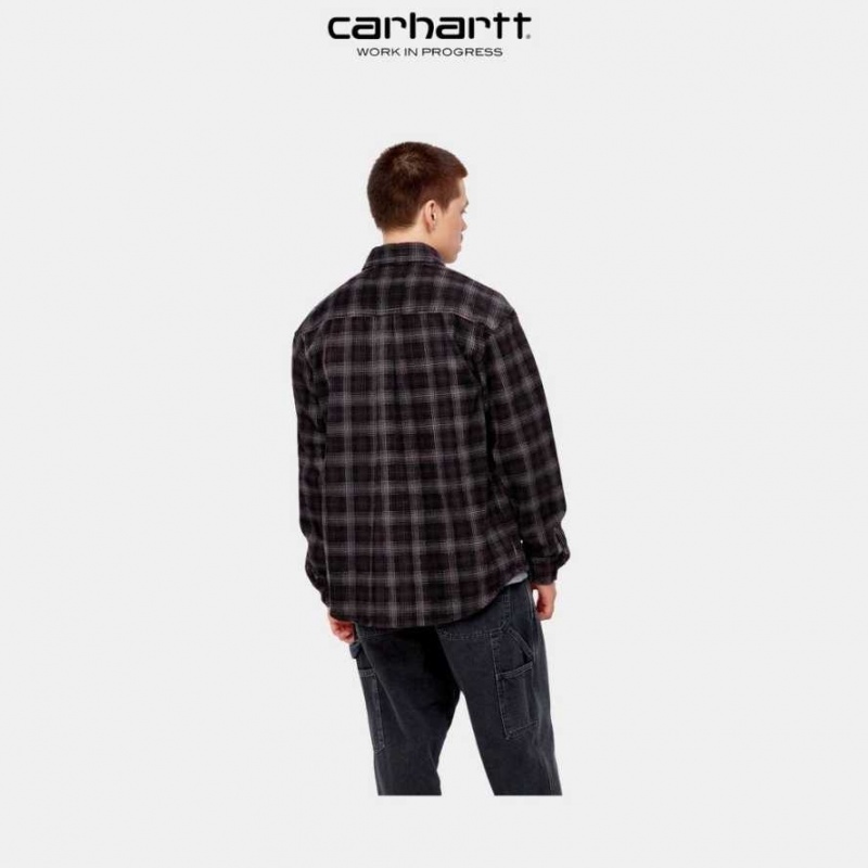 Noir Carhartt Wip Flint Shirt - Danmark HOB-1510493