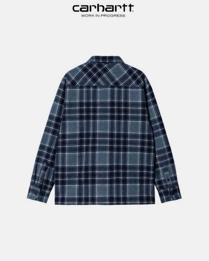 Bleu Carhartt Wip Jared Check Shirt - Danmark BBD-6666343