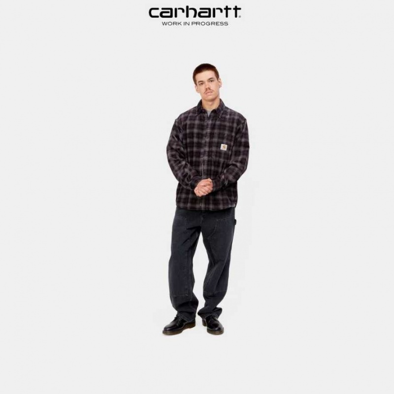 Noir Carhartt Wip Flint Shirt - Danmark HOB-1510493