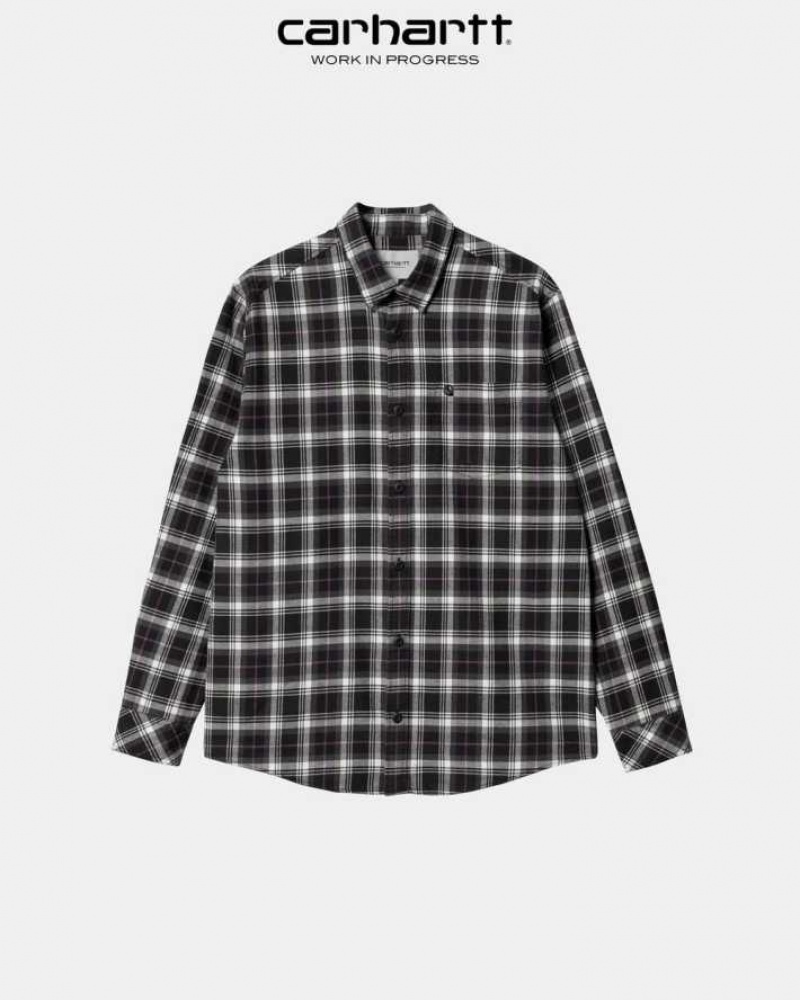 Noir Carhartt Wip Lermond Check Shirt - Danmark XTE-3986532