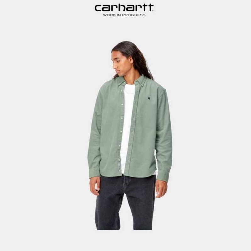 Misty Sage Carhartt Wip Madison Cord Shirt Misty - Danmark NFH-8950212