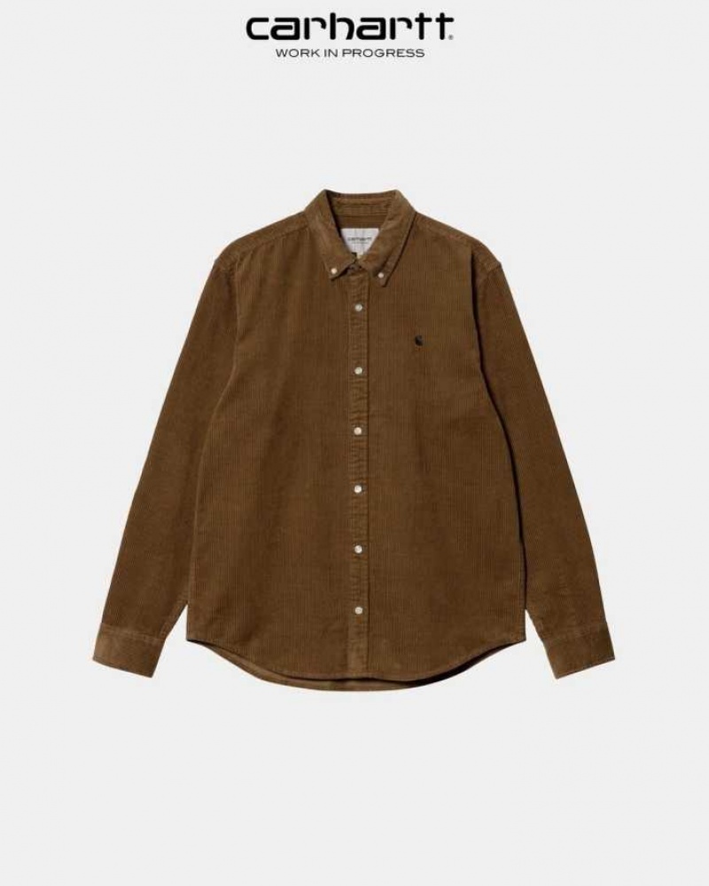 Marron Carhartt Wip Madison Cord Shirt - Danmark SFU-5843336