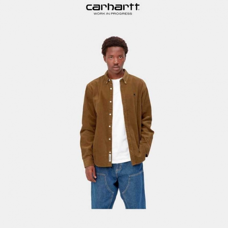 Marron Carhartt Wip Madison Cord Shirt - Danmark SFU-5843336