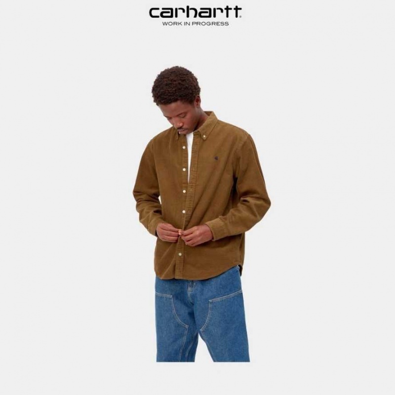 Marron Carhartt Wip Madison Cord Shirt - Danmark SFU-5843336