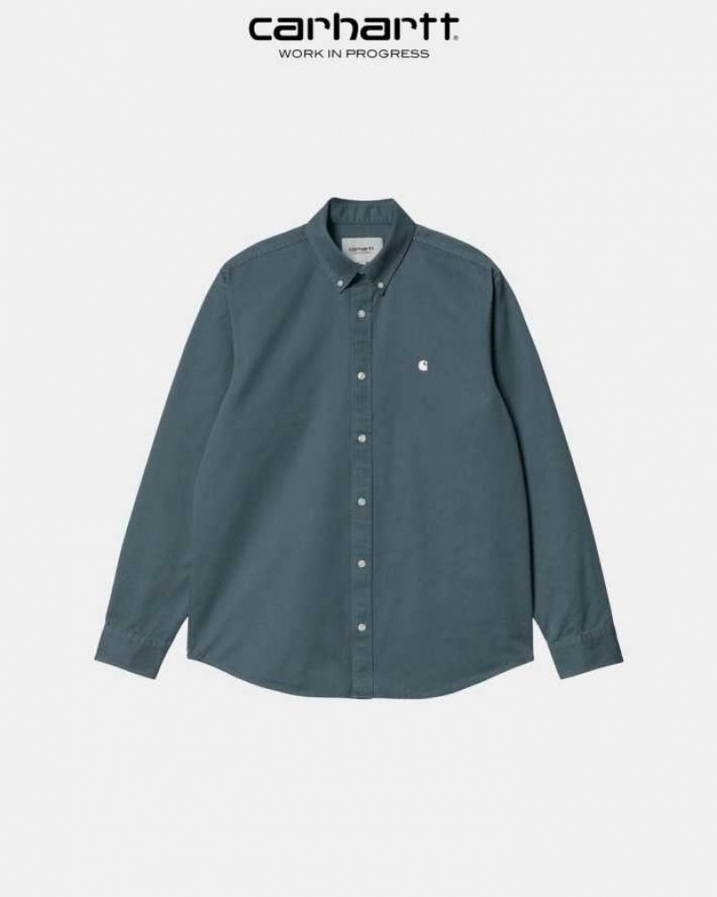 Bleu Carhartt Wip Madison Shirt - Danmark VFJ-8024278