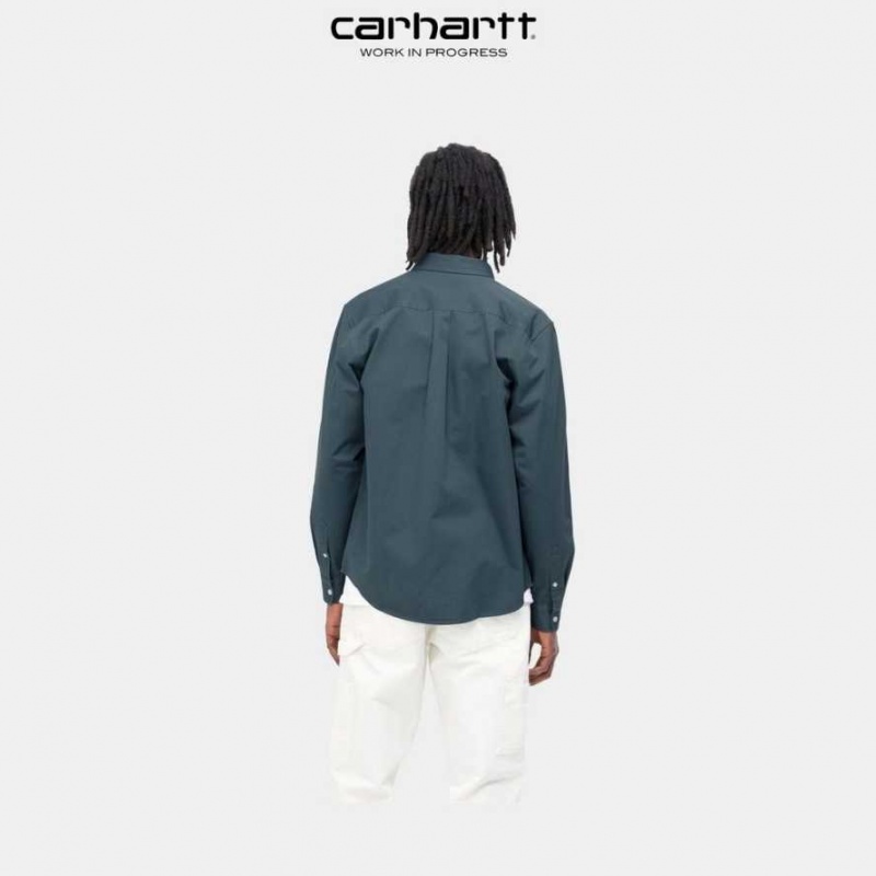 Bleu Carhartt Wip Madison Shirt - Danmark VFJ-8024278