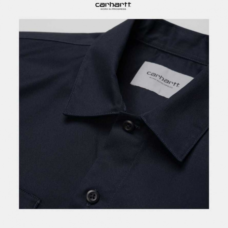 Bleu Marine Foncé Carhartt Wip Master Shirt Bleu Marine - Danmark BDW-4944203