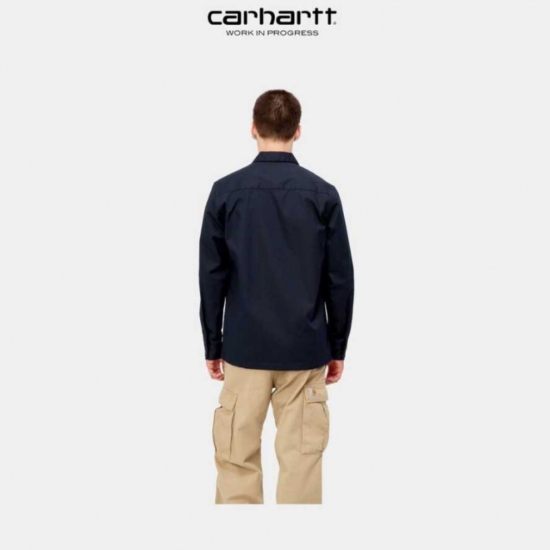 Bleu Marine Foncé Carhartt Wip Master Shirt Bleu Marine - Danmark BDW-4944203