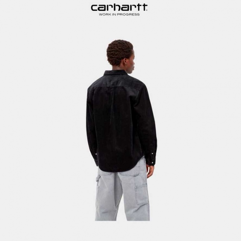 Noir Carhartt Wip Madison Cord Shirt - Danmark YJT-1681539