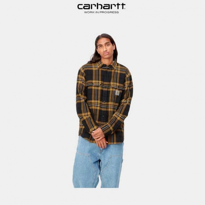 Noir Carhartt Wip Wallace Check Shirt - Danmark QQS-3859777