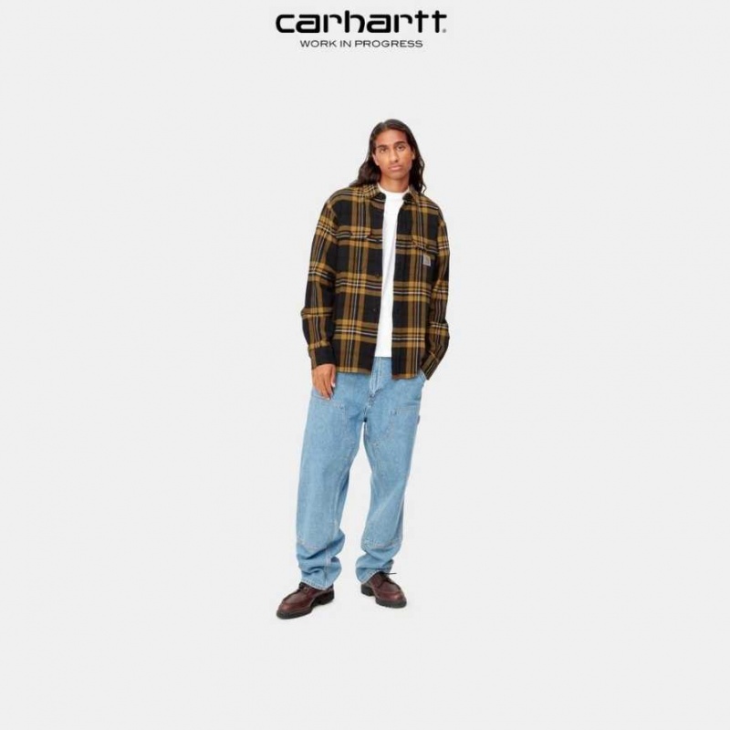 Noir Carhartt Wip Wallace Check Shirt - Danmark QQS-3859777