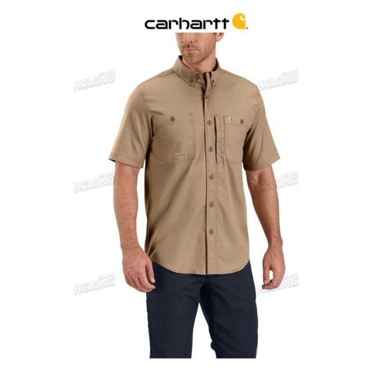 Kaki Foncé Carhartt Rugged Professional Series Corta-Sleeve Shirt Kaki - Danmark KAK-3089154